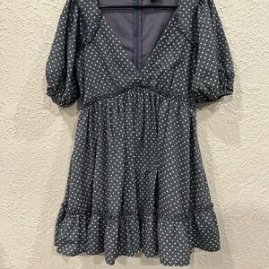 Selfie Leslie Dark Gray Mini Dress with White Pattern